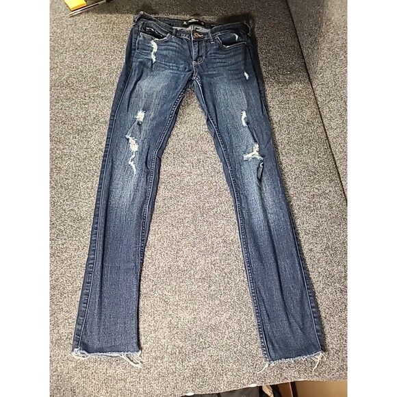 Hollister Women's Size 3R W26 L30 Dark Distressed Super Skinny Stretchy Jeans - Picture 1 of 8